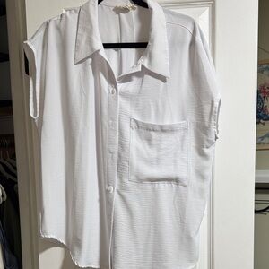Elegant White Women's Casual Button Down Shirt